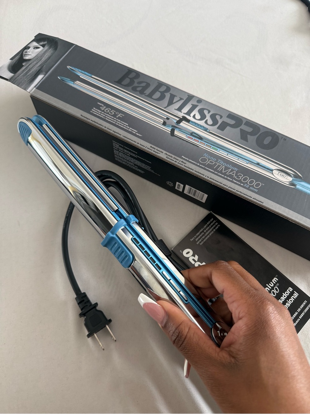 BaBylissPRO Optima 3000 Nano Titanium 1" Flat Iron - Blue/Silver